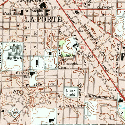 United States Geological Survey Laporte East, IN (1974, 24000-Scale) digital map