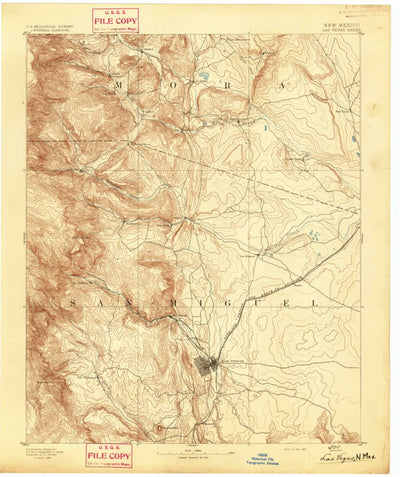 United States Geological Survey Las Vegas, NM (1893, 125000-Scale) digital map