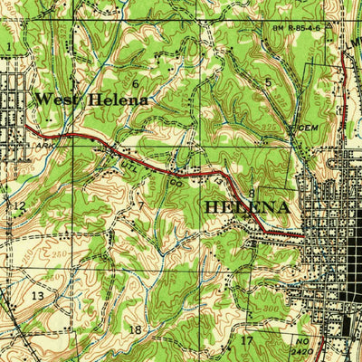 United States Geological Survey Latour, AR-MS (1939, 62500-Scale) digital map