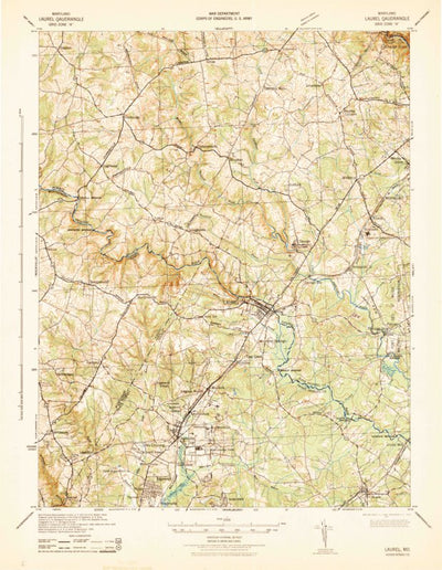 United States Geological Survey Laurel, MD (1942, 62500-Scale) digital map