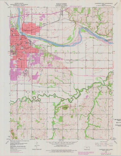 United States Geological Survey Lawrence East, KS (1950, 24000-Scale) digital map