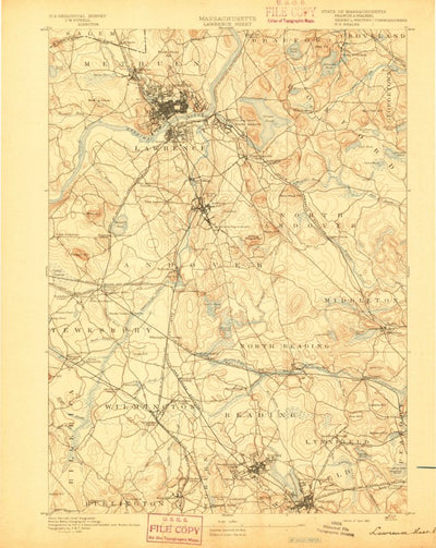 United States Geological Survey Lawrence, MA-NH (1893, 62500-Scale) digital map