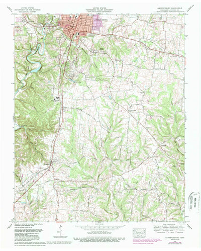 United States Geological Survey Lawrenceburg, TN (1966, 24000-Scale) digital map