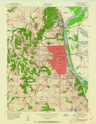 United States Geological Survey Leavenworth, KS-MO (1951, 24000-Scale) digital map
