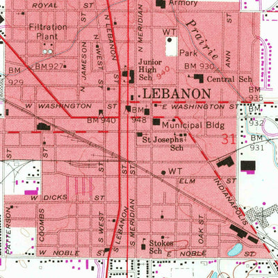 United States Geological Survey Lebanon, IN (1963, 24000-Scale) digital map