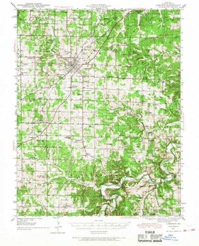 United States Geological Survey Lebanon, MO (1941, 62500-Scale) digital map