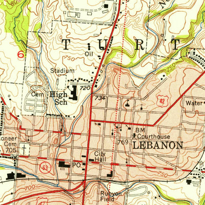 United States Geological Survey Lebanon, OH (1955, 24000-Scale) digital map