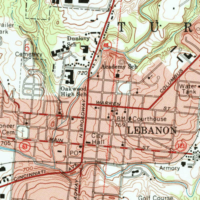 United States Geological Survey Lebanon, OH (1966, 24000-Scale) digital map