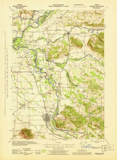 United States Geological Survey Lebanon, OR (1944, 62500-Scale) digital map