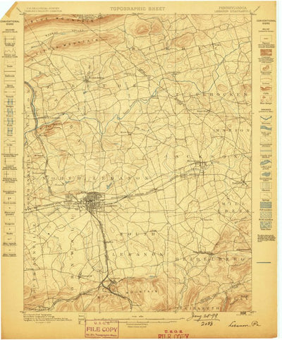 United States Geological Survey Lebanon, PA (1899, 62500-Scale) digital map