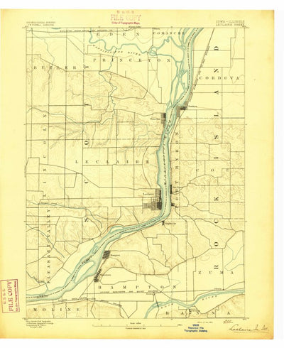United States Geological Survey Leclaire, IA-IL (1893, 62500-Scale) digital map
