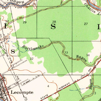 United States Geological Survey Lecompte, LA (1935, 62500-Scale) digital map