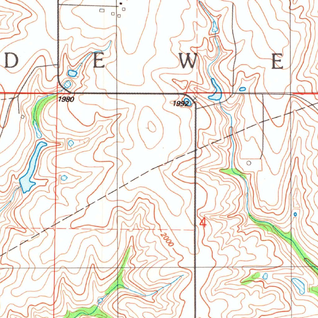 Leedey SW, OK (1987, 24000Scale) Map by United States Geological