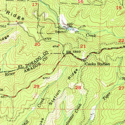 United States Geological Survey Leek Spring Hill, CA (1951, 62500-Scale) digital map