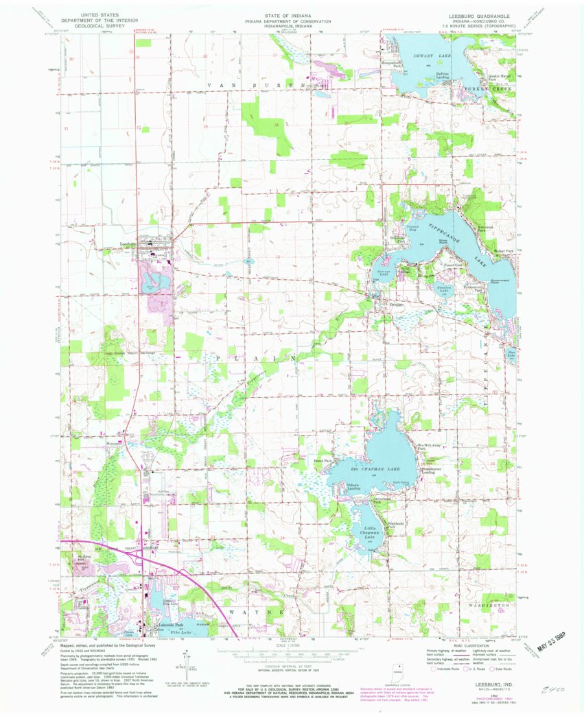 Leesburg, IN (1962, 24000-Scale) Map by United States Geological Survey ...