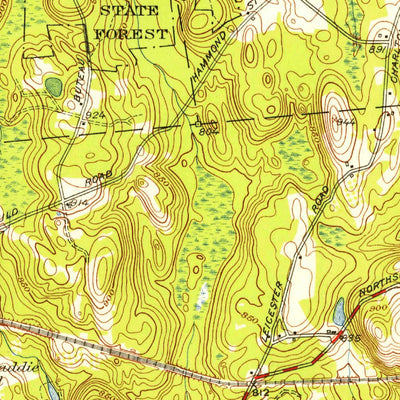 United States Geological Survey Leicester, MA (1953, 31680-Scale) digital map