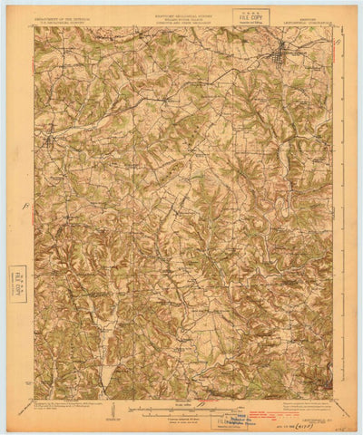 United States Geological Survey Leitchfield, KY (1925, 62500-Scale) digital map