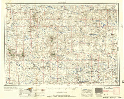 United States Geological Survey Lemmon, SD-ND (1957, 250000-Scale) digital map