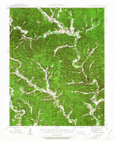 United States Geological Survey Lesterville, MO (1943, 62500-Scale) digital map