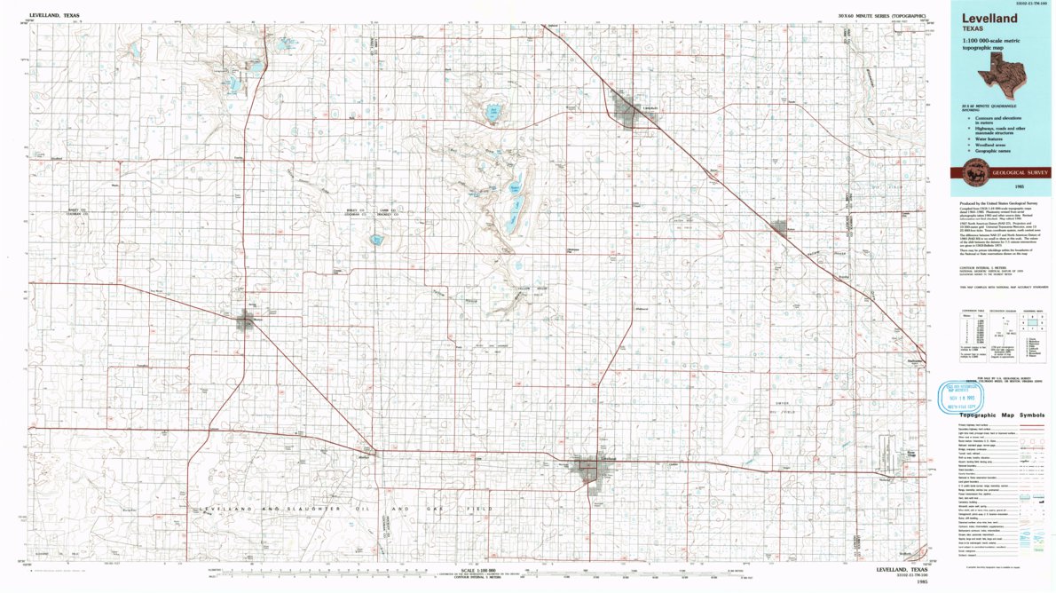 Levelland, TX (1985, 100000-Scale) Map by United States Geological ...