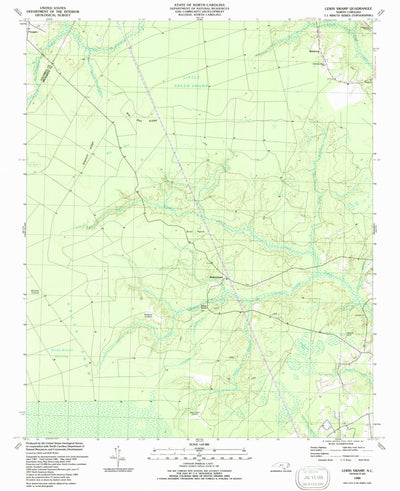 United States Geological Survey Lewis Swamp, NC (1990, 24000-Scale) digital map