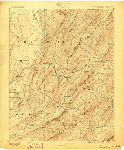 United States Geological Survey Lewisburg, WV-VA (1887, 125000-Scale) digital map