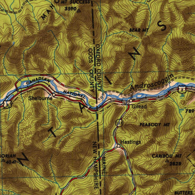 United States Geological Survey Lewiston, ME-NH-VT (1950, 250000-Scale) digital map