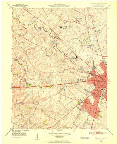 United States Geological Survey Lexington West, KY (1950, 24000-Scale) digital map