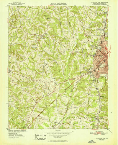 United States Geological Survey Lexington West, NC (1951, 24000-Scale) digital map