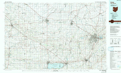 United States Geological Survey Lima, OH-IN (1986, 100000-Scale) digital map