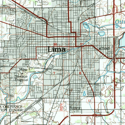 United States Geological Survey Lima, OH-IN (1986, 100000-Scale) digital map
