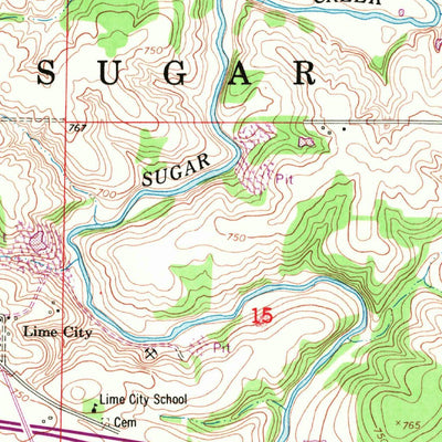 United States Geological Survey Lime City, IA (1953, 24000-Scale) digital map