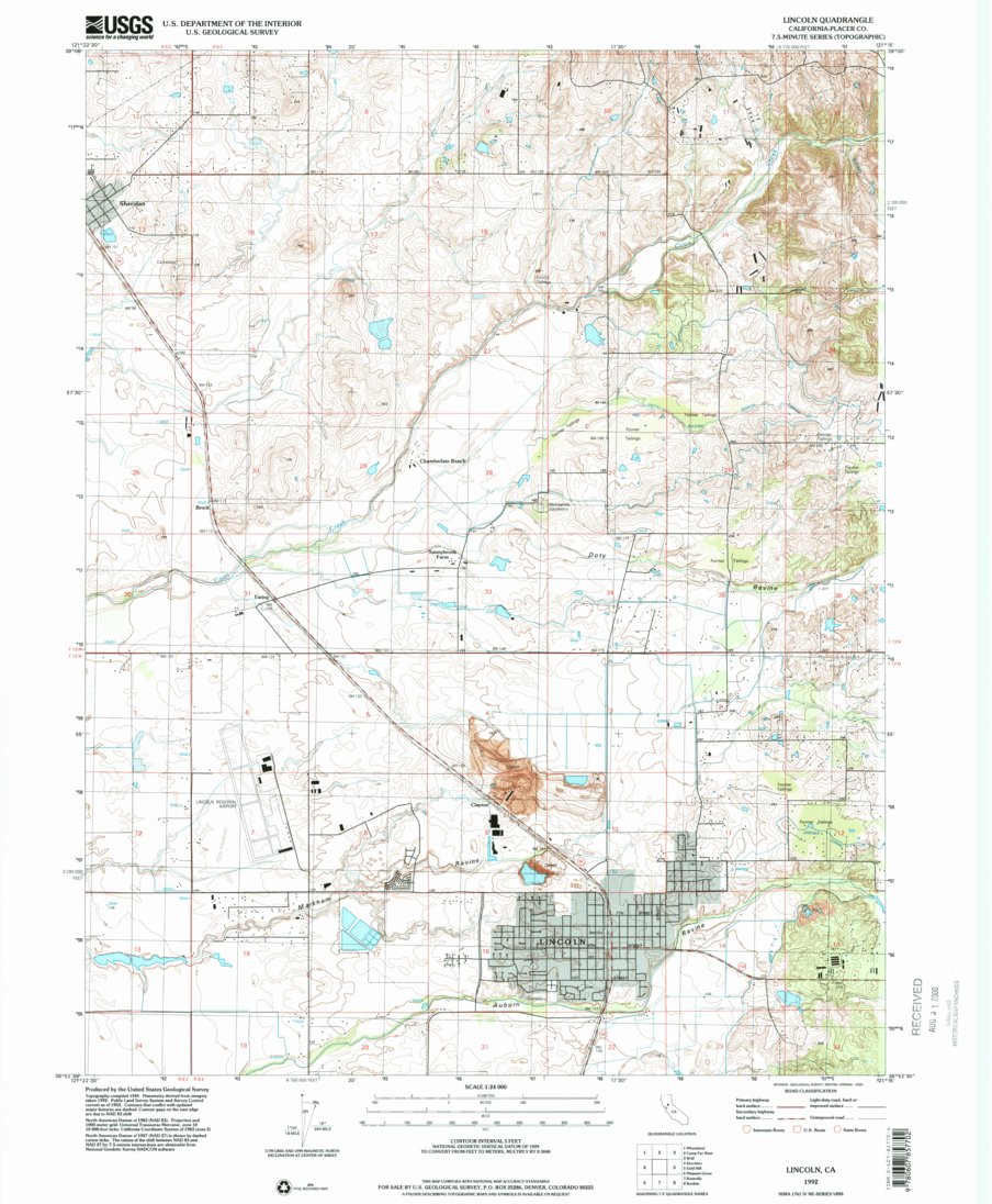 Lincoln, CA (1992, 24000-Scale) Map by United States Geological Survey ...