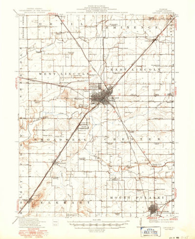United States Geological Survey Lincoln, IL (1913, 62500-Scale) digital map