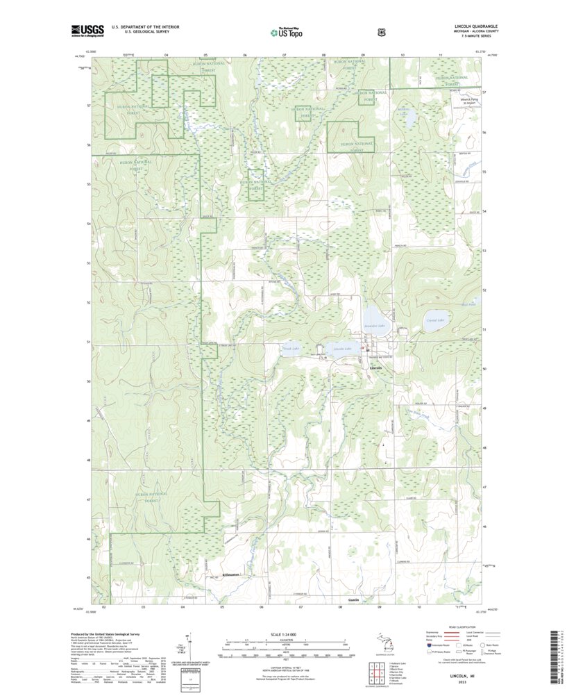 Lincoln MI 2023 24000 Scale Map by United States Geological