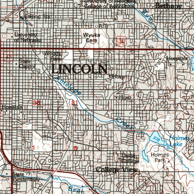United States Geological Survey Lincoln, NE (1986, 100000-Scale) digital map