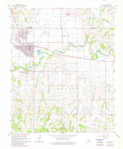 United States Geological Survey Lindsay, OK (1966, 24000-Scale) digital map