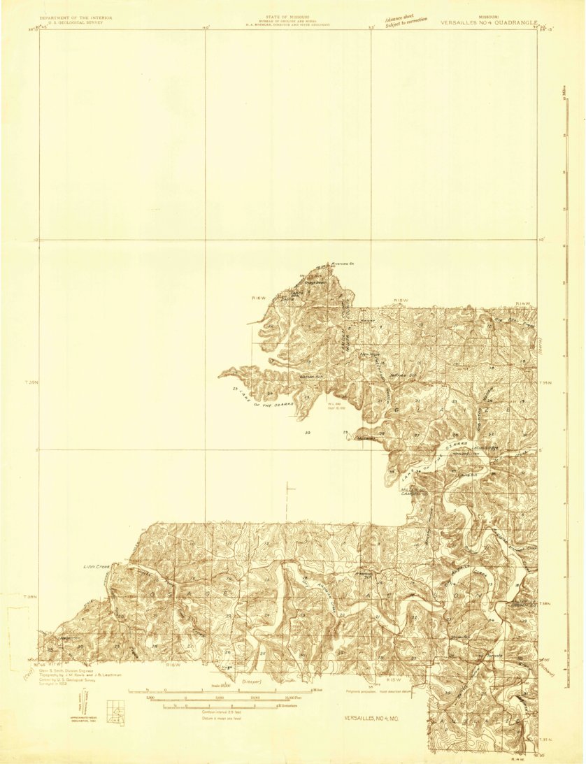 Linn Creek, MO (1932, 48000Scale) Map by United States Geological