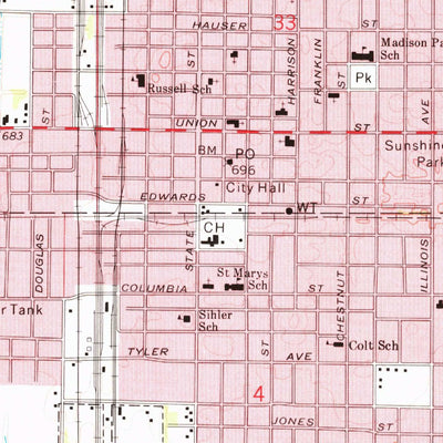 United States Geological Survey Litchfield, IL (1974, 24000-Scale) digital map