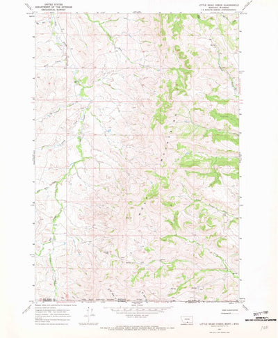 United States Geological Survey Little Bear Creek, MT-WY (1967, 24000-Scale) digital map