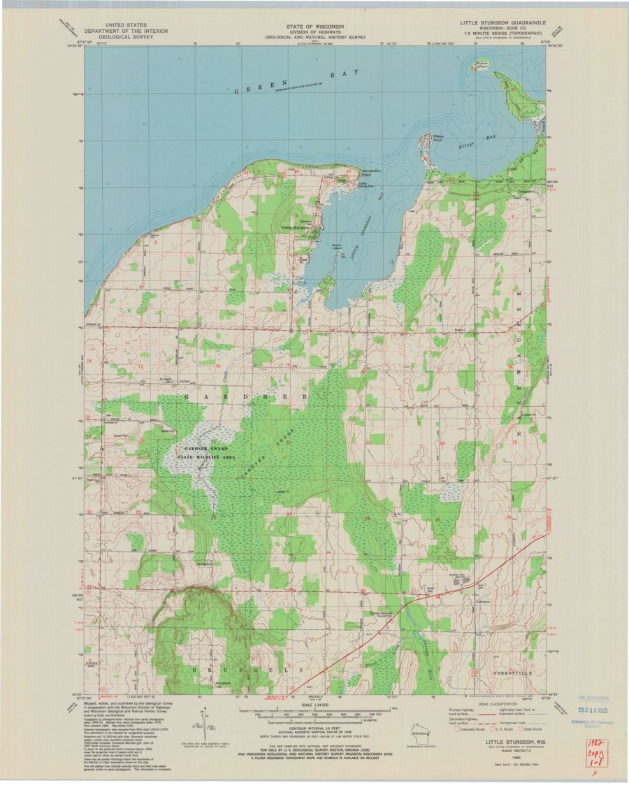 Little Sturgeon, WI (1982, 24000Scale) Map by United States Geological