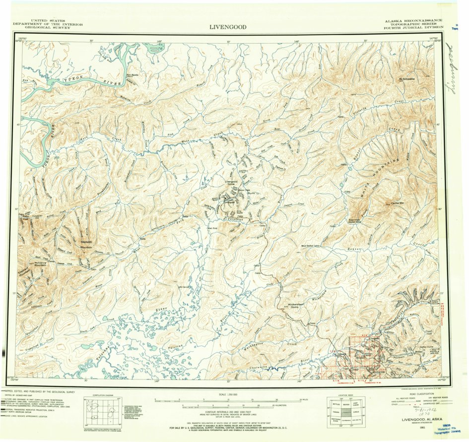 Livengood, AK (1951, 250000-Scale) Map by United States Geological ...