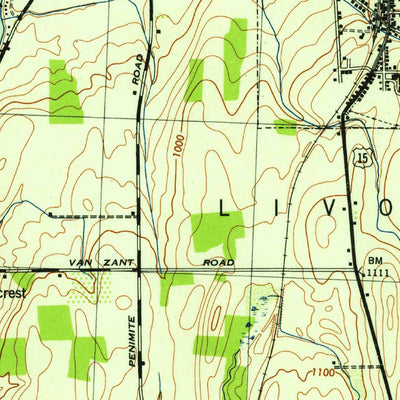 United States Geological Survey Livonia, NY (1942, 31680-Scale) digital map