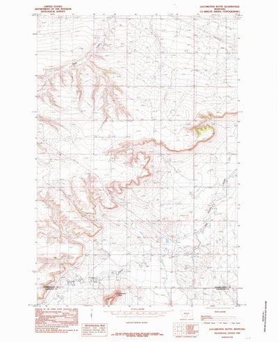 United States Geological Survey Locomotive Butte, MT (1985, 24000-Scale) digital map