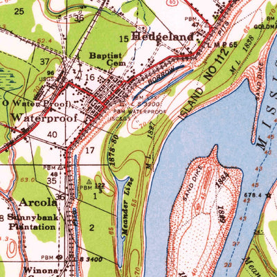 United States Geological Survey Locust Ridge, LA-MS (1939, 62500-Scale) digital map