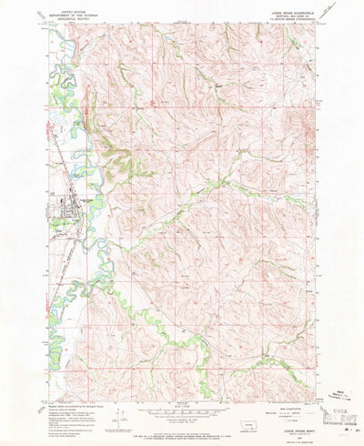 United States Geological Survey Lodge Grass, MT (1967, 24000-Scale) digital map