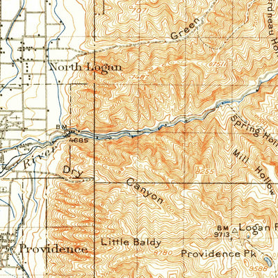 United States Geological Survey Logan, UT-ID (1914, 125000-Scale) digital map