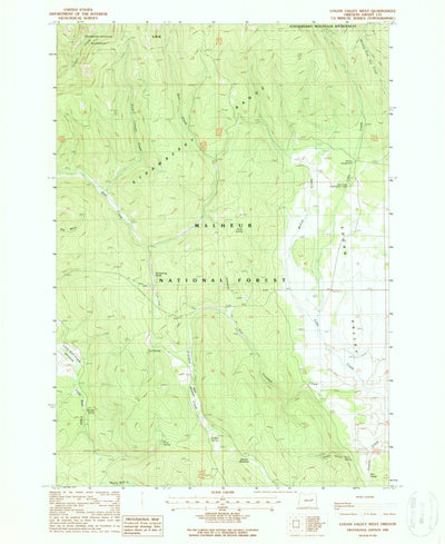United States Geological Survey Logan Valley West, OR (1988, 24000-Scale) digital map