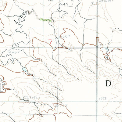 United States Geological Survey Lone Well Creek East, SD (1982, 24000-Scale) digital map