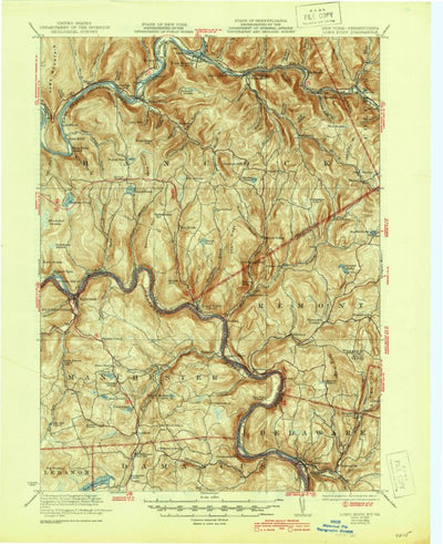 United States Geological Survey Long Eddy, NY-PA (1923, 62500-Scale) digital map